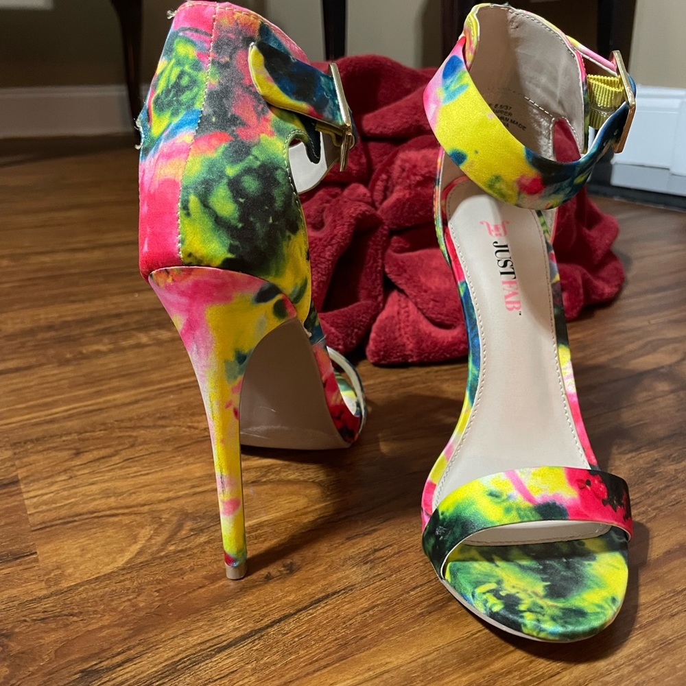 Tie Dye-Print Stiletto Sandals. - Picture 2 of 5